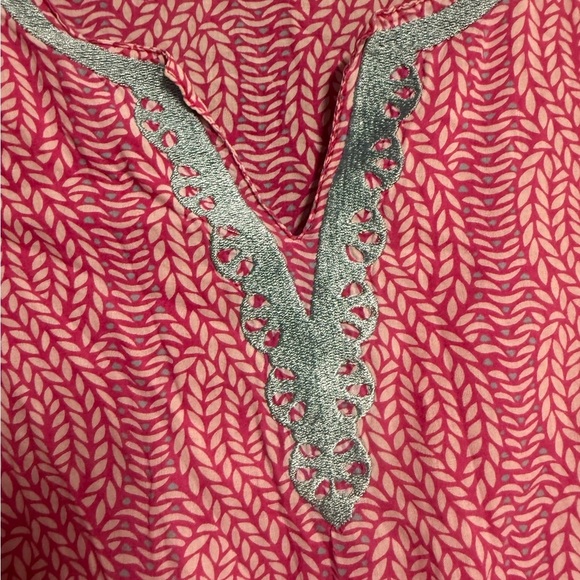 Talbots Pink Blouse with Blue Trim - Picture 5 of 7